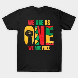 African Colors We Are As One We Are Free Juneteenth T-Shirt